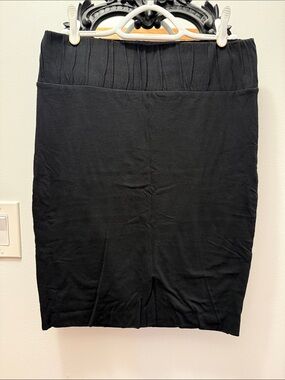 BCBGeneration Black Stretch Pencil Skirt with Textured Waistband